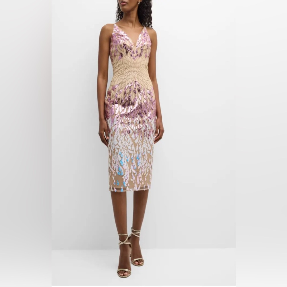 Dress the Population Lyla Sequined Midi Dress size small